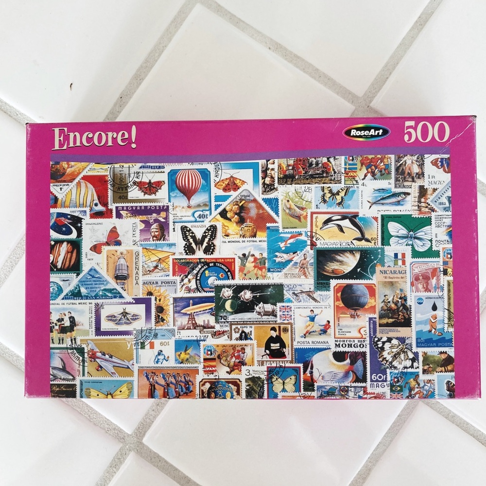 Vintage 500 Piece Puzzle Stamp Collection by Encore! RoseArt